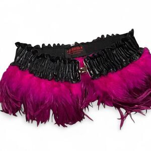 Y2K Serious Brand feather micro mini skirt Black and Pink